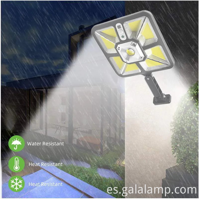 Lámpara de pared de seguridad solar ajustable con clasificación impermeable IP65